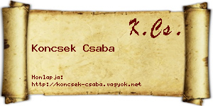 Koncsek Csaba névjegykártya